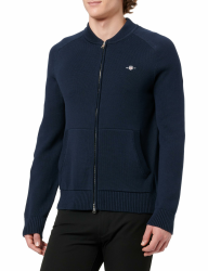 GANT Herren Casual Cotton Zip Bomber Cardigan Strickjacke M Evening Blue Angebot bei HelloDeals