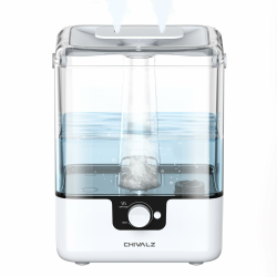 CHIVALZ Top Fill Luftbefeuchter für Große Räume, 6L mit Nachtlicht, 360°Drehbare Düse Humidifier, 26dB, 50H Aroma Diffuser für Schlafzimmer Kinderzimmer Pflanzen Baby, Weiß, 1 Pack+2 Mist Outlets Angebot bei HelloDeals