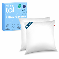 Blumtal Kissenschoner 40x40 cm 2er Set - OEKO-TEX zert. Kissenbezug 40x40 cm - wasserdichter Kopfkissenbezug 40x40 - Kissenbezüge 40x40 + Reißverschluss - schützender 40x40cm Kissenbezug Fleckenschutz Weiß, 2 Stück 40 x 40cm Angebot bei HelloDeals