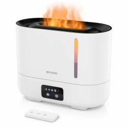 Brandson - Luftbefeuchter mit Flammeneffekt - Fernbedienung - leise - Ultraschallvernebler – 4 Nebelstufen - 3 Liter Wassertank – Aromafach - Farb-LEDs – – Büro Wohnimmer Schlafzimmer Angebot bei HelloDeals