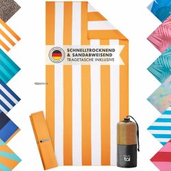 Blumtal Strandtuch XXL aus Mikrofaser - kompaktes und schnelltrocknendes Handtuch/Strandhandtuch 90x180 - Stranddecke sandfrei + Band - Badehandtuch sandabweisend Gelb-Weiß gestreift Gelbe Streifen 90x180 cm Angebot bei HelloDeals