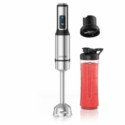 Arendo - Edelstahl Stabmixer 1500 Watt – Standmixer mit Trinkflasche Deckel und Messereinheit - Handmixer - Pürierstab - 12 Geschwindigkeitsstufen - Turbotaste – Smoothie Maker Angebot bei HelloDeals