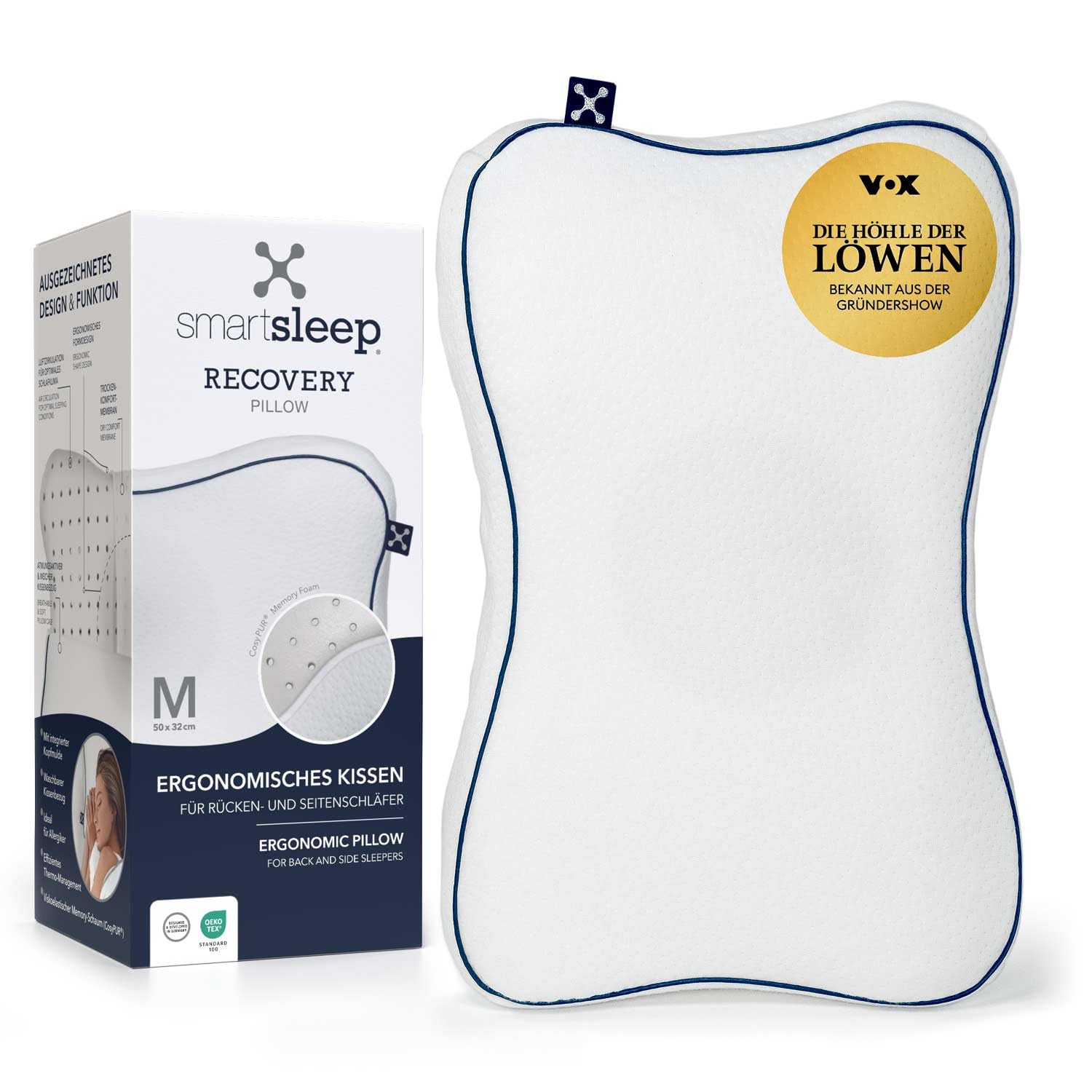 smartsleep® Nackenkissen Recovery Pillow – Ergonomisches Memory Foam Kopfkissen mit Kopfmulde, HWS-stützend für Rücken- & Seitenschläfer 1 Mittelweich Angebot bei HelloDeals