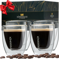 heidenfeld Original Königsglas Espresso Gläser Set (4x 80 ml) - Cappuccino Tassen - Doppelwandige Gläser aus Borosilikatglas - Teegläser Set - Hochwertige Thermogläser - Trinkgläser 4er Set 80 ml Angebot bei HelloDeals