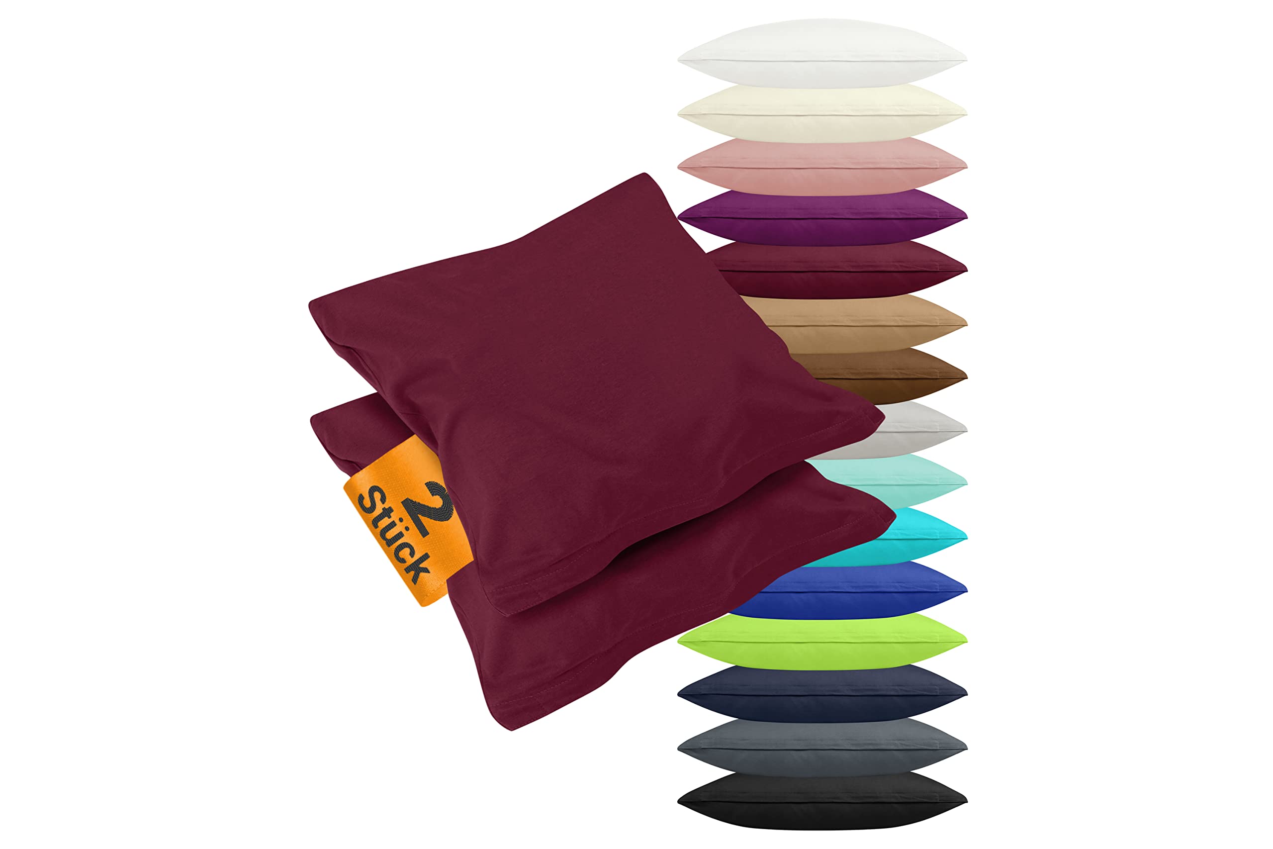 2er Pack Kissenbezüge aus Jersey-Baumwolle in unifarbenem Design 1179.1539, ca. 40 x 15 cm, Bordeaux 40 x 15 cm Bordeaux Angebot bei HelloDeals