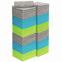 AIDEA Mikrofaser Reinigungstücher 100 Stück, Mikrofasertücher Geschirrtücher Putzlappen Putztücher Fenster Tücher, Weich Sehr Saugfähig Fusselfrei Streifenfrei, Für Haus, Küche, Auto, 30 x 30cm Angebot bei HelloDeals