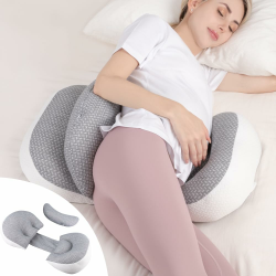 Chilling Home Schwangerschaftskissen zum Schlafen, Seitenschläferkissen für den Bauch, Verstellbares und Tragbares Körperkissen für Frauen und Seitenschläfer mit Atmungsaktivem Bezug (Grau) Angebot bei HelloDeals