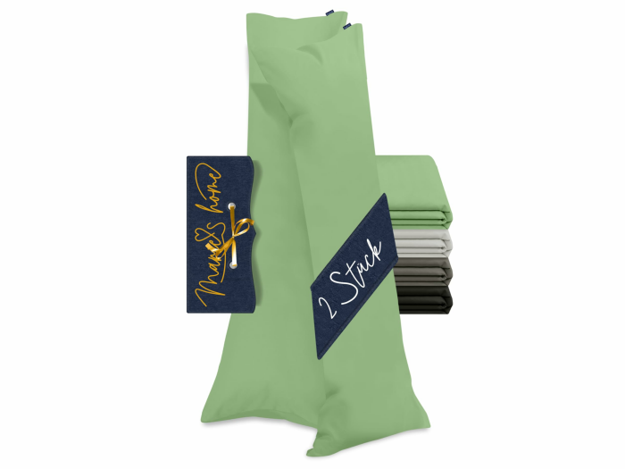 2 Stück Kissenbezug Velvety Soft Seitenschläferkissenbezug 1615.2355, ca. 40 x 145 cm, Salbei Angebot bei HelloDeals