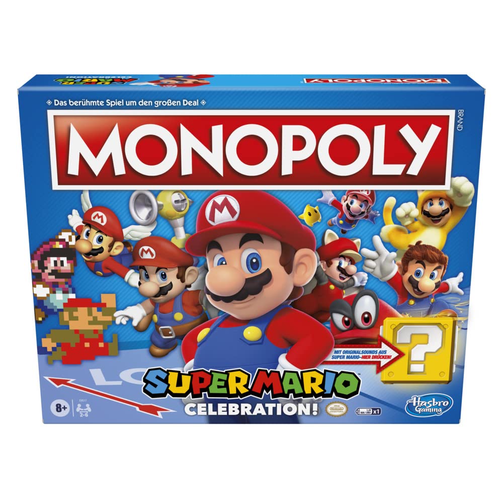 Monopoly E9517100 Super Mario Celebration Brettspiel für Super Mario Fans ab 8 Jahren, mit Soundeffekten aus dem Videospiel, Multi, Standard Single Angebot bei HelloDeals