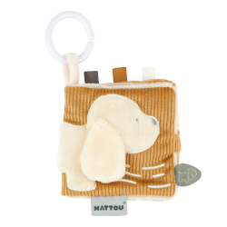 Nattou Kinder-Spielbuch aus Baumwolle und Polyester, Hund Charlie, Mit tollen Aktivitäten, Ca. 12 x 12 cm, Vegan, Baumwolle/Polyester, Braun Angebot bei HelloDeals