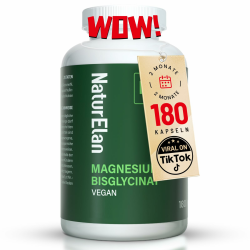 Magnesium Bisglycinat Hochdosiert - 300mg Magnesium pro Tagesdosis, 180 Vegan Kapseln, Premium: Chelatiertes Magnesiumglycinat, hochdosiert 180 Kapseln Angebot bei HelloDeals