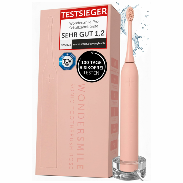 Wondersmile Schallzahnbürste PRO - Testsieger 2026-100 Tage risikofrei testen - TÜV SÜD-geprüft - Elektrische Zahnbürste, 4 Programme - 60 Tage Power Batterie mit Smart-Bürstenkopf (Atomic Rose) Atomic Rose 1 stück (1er Pack) Angebot bei HelloDeals