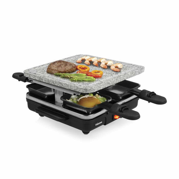 Tristar Raclette-Stein – Steingrillplatte – Grillfläche 21 x 21 cm – Geeignet für vier Personen – Inklusive 4 Pfännchen – BPA-frei – RA-2745 Modern 4 Personen Angebot bei HelloDeals