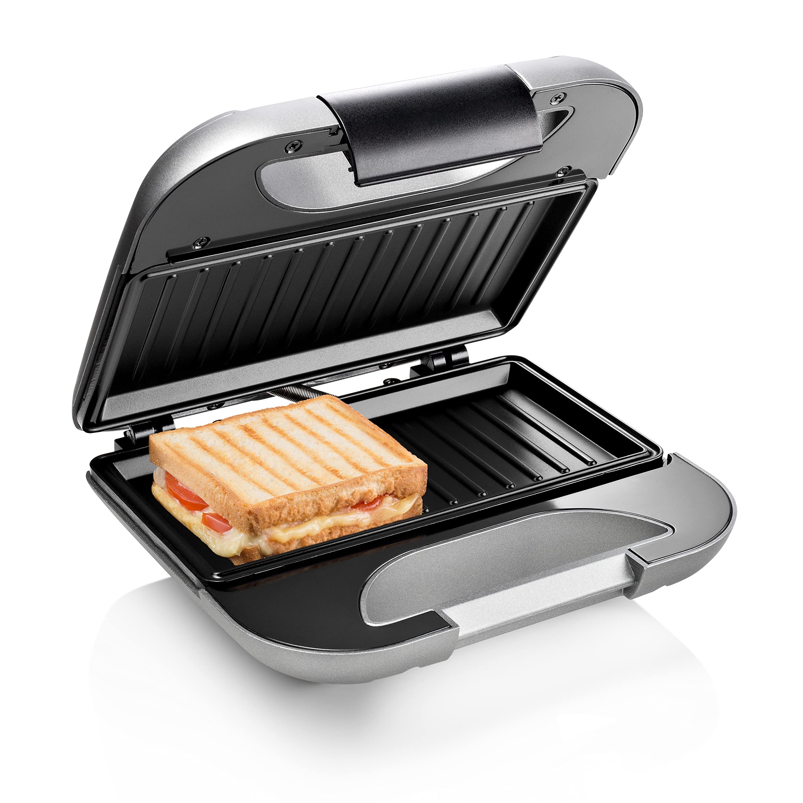 Princess Sandwich Maker DeLuxe in Mattoptik, 22x12cm Bratfläche, 750 Watt, 0,85 M Kabellänge, mit Sicherheitsverschluss, 127003 2 glatte Toasts Angebot bei HelloDeals