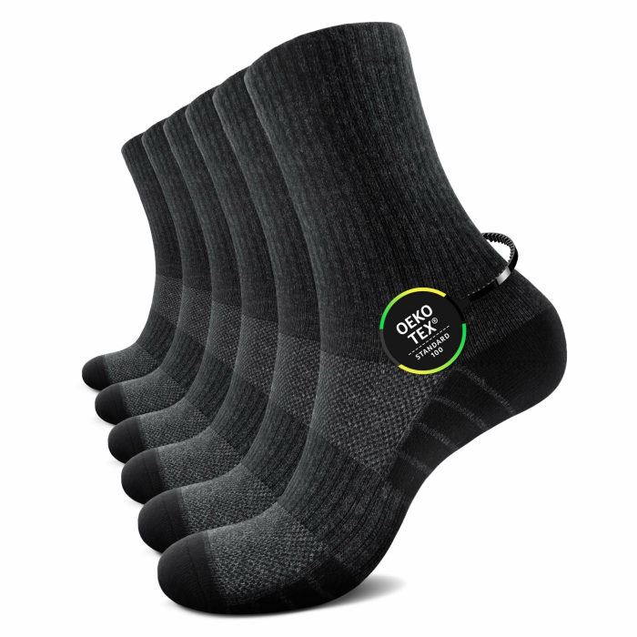 6 Paar Socken Herren Damen Tennissocken Sportsocken Laufsocken Wandersocken Atmungsaktive Baumwolle Herrensocken Schwarz Weiß Grau Grau*6 43-46 Angebot bei HelloDeals