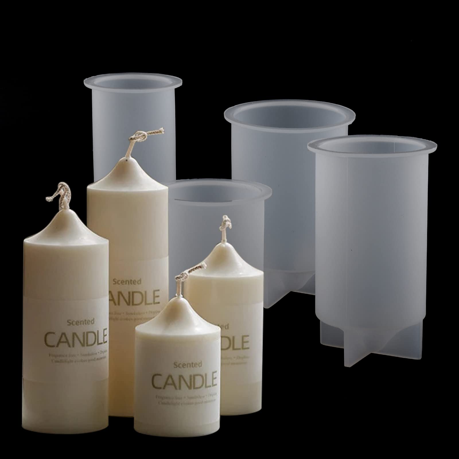 4 Stück Kerzen Formen Silikon, Kerzenformen zum Gießen, Silikon Kerzenformen von Stumpenkerzen für Aromatherapie Kerzen, Handwerk, Handarbeit A1 Angebot bei HelloDeals