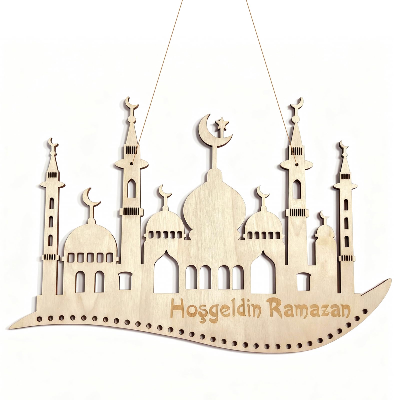 Ramadan Kalender aus Holz – Wiederverwendbarer Ramadan Kalender zum Befüllen, 31 x 18 cm Moschee Aufhängung, DIY Ramadan Deko für Kinder & Familie Angebot bei HelloDeals