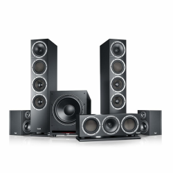 Teufel Theater 500 Surround 5.1 Heimkino-Set - Kinoatmosphäre Surround Sound System, Mächtiger Subwoofer, Allrounder für Musik, Filmton und Games, Dipol-Rear-Lautsprecher, Bassreflex - schwarz Angebot bei HelloDeals
