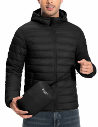 Winterjacke Herren Verpackbar Outdoor Daunenjacken Hooded Jacket Herbst Wasserdicht Puffer Jacke Mit 6 Taschen for Running Travel Schwarz M Angebot bei HelloDeals