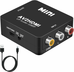 RCA zu HDMI Adapter, AV zu HDMI Konverter, 1080P Mini RCA Composite CVBS Audio Video Konverter Unterstützt PAL/NTSC Kompatibel mit PC/Laptop/PS4/TV/STB/VHS/VCR/Blue-Ray Angebot bei HelloDeals