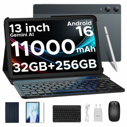 DOOGEE Tab E3 Pro Android 16 Tablet 13 Zoll, 32 GB+256 GB/2TB TF, Helio G100, 11000mAh 18W, FHD+ 90Hz Gaming Tablet mit SIM Card Slot,13MP+8MP, Tablets mit Tastatur und Stift, Maus, Hülle, Gemini AI TABE3PRO-V(Gray) Angebot bei HelloDeals