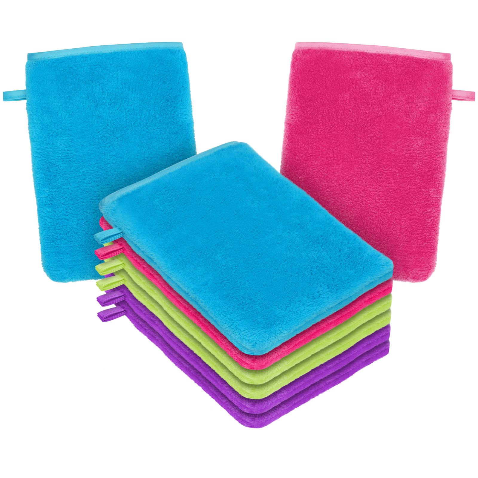 HOTUT Frottee Waschhandschuhe, 8er Set Waschhandschuhe，Waschlappen, Waschhandschuhe aus Korallensamt, Wiederverwendbare Make-up-Entferner Handschuhe, Weiches Gesichtshandschuh, 20x15CM Korallenvlies Angebot bei HelloDeals