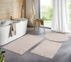 Taracarpet Badematte Badvorleger Homestyle rutschfest waschbar Badezimmerteppich Badewannenmatte, Badteppich, Duschmatte Badezimmer saugfähig Weich auch als Set Beige Floral 120 cm rund Beige Floral 120 cm (Rund) Angebot bei HelloDeals