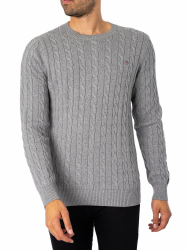 GANT Herren Cotton Cable C-neck Pullover, Grey Melange, 3XL EU Angebot bei HelloDeals