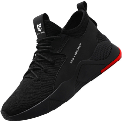 BAOLESEM Sicherheitsschuhe Herren Arbeitsschuhe Damen Leicht Atmungsaktiv Sportlich Schutzschuhe mit Stahlkappe Sneakers 39 EU 677b Schwarz Angebot bei HelloDeals