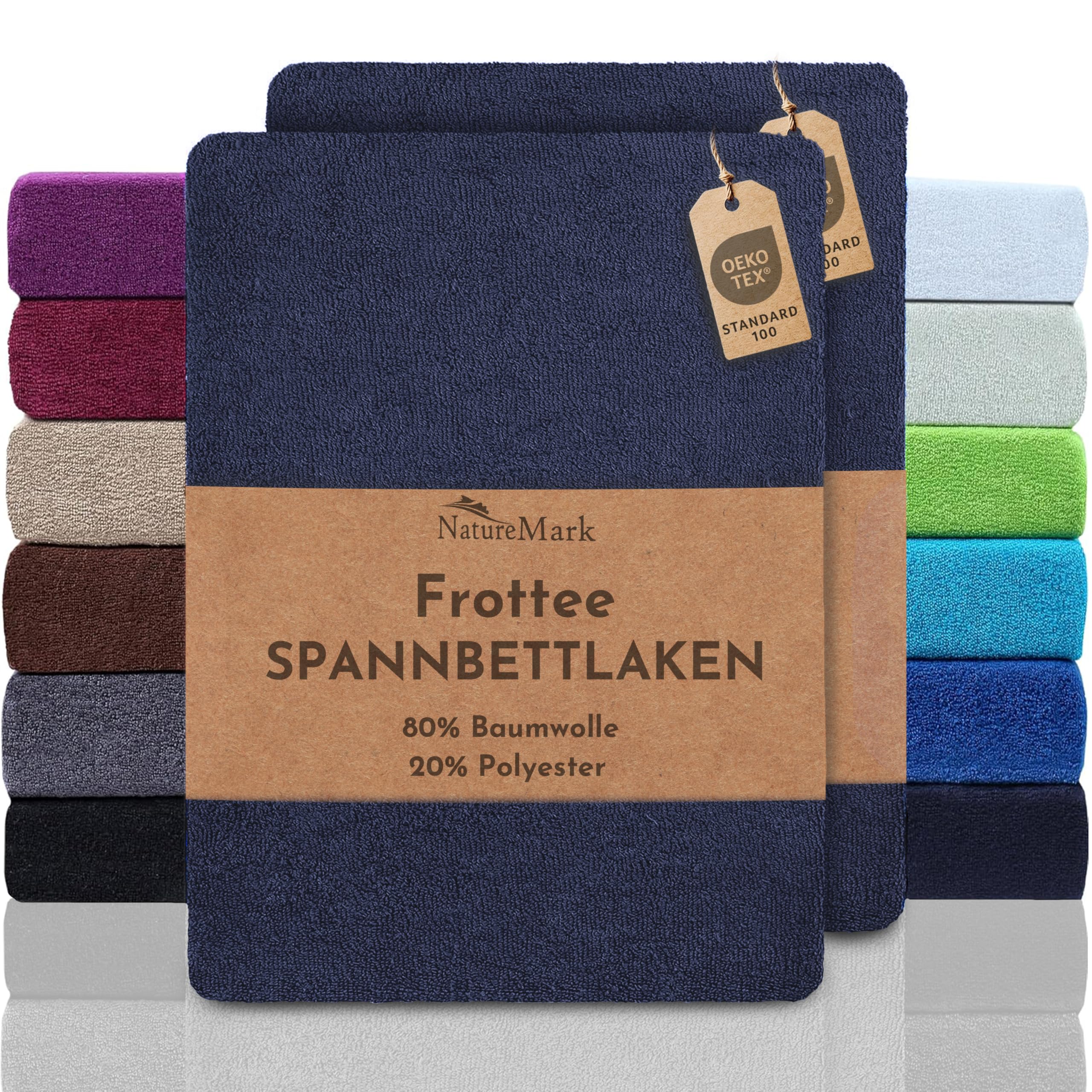 NatureMark Frottee Spannbettlaken 2er Pack – weich und atmungsaktiv, hautfreundlich, praktisch & pflegeleicht, langlebig, 80% Baumwolle & 20% Polyester, 90x190 cm - 100x200 cm, Navy Blau 2er Pack 90x190 cm - 100x200 cm Navy Blau Angebot bei HelloDeals