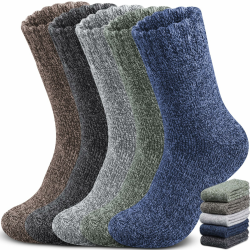 Yeblues 5 Paar Thermosocken Herren, Wintersocken Herren Dicke Warme,Wollsocken Thermo Socken Männer, Atmungsaktiv Warm Merino Winter für Outdoor Wandersocken Skisocken 39-46 Socken 5 Paar Angebot bei HelloDeals