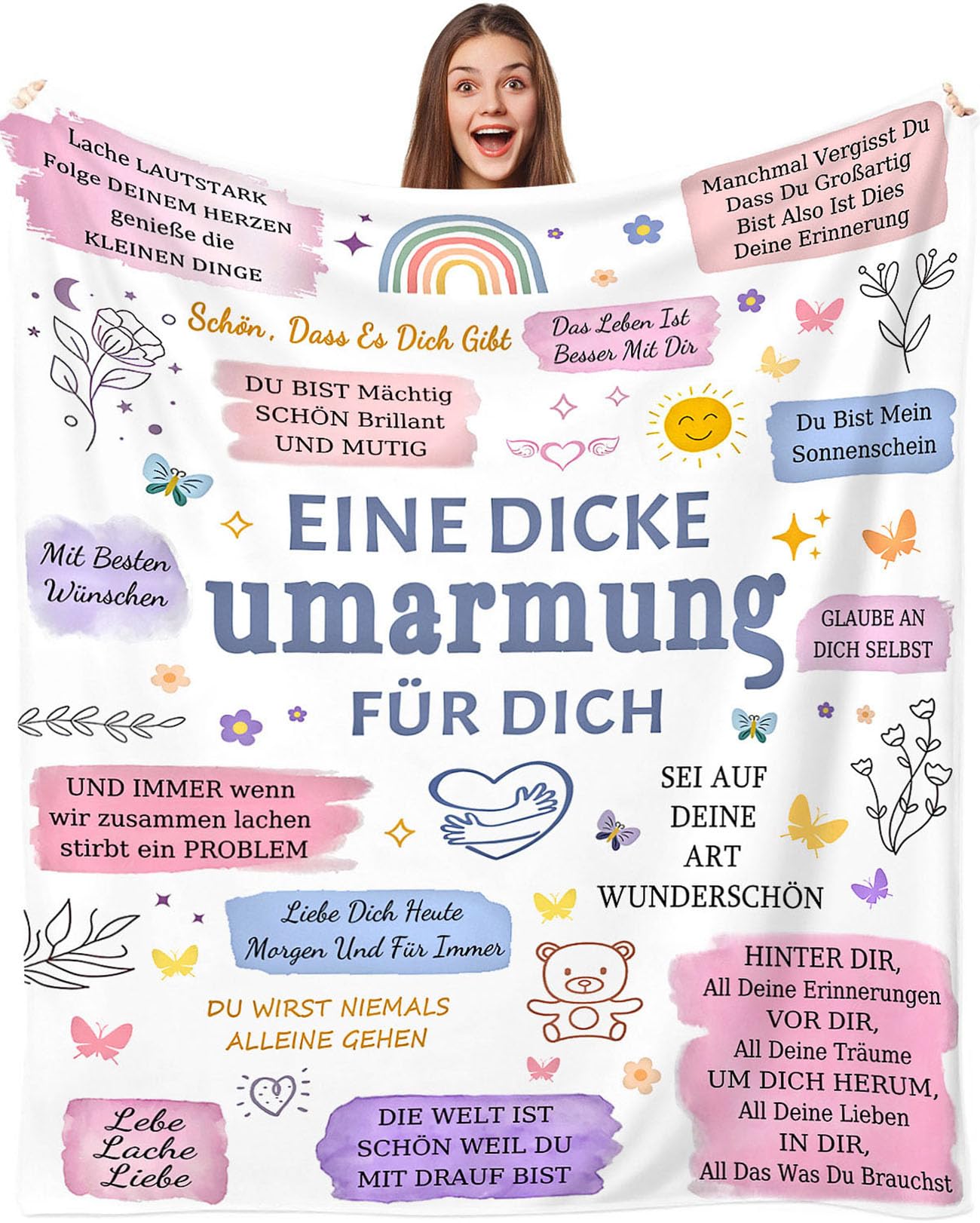 Geschenke für Beste Freundin Decke 150 x 200 cm - Personalisiert Umarmung Kuscheldecke Geburtstag Geschenke für Freundin Frauen, Freundschaft Geschenk für Frauen Schwester Kollegin zum Weihnachten A 150x200cm Angebot bei HelloDeals