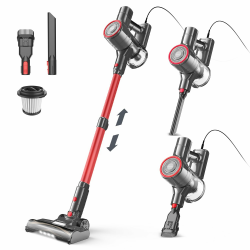 Staubsauger, 6-in-1 Stielstaubsauger & Handstaubsauger mit 6M Kabel, 23Kpa stark Saugkraft, 600W Motor, freistehender Staubsauger Beutellos Vacuum Cleaner für Harte Böden Teppich, klein leicht leiser Scarlet‌ Angebot bei HelloDeals