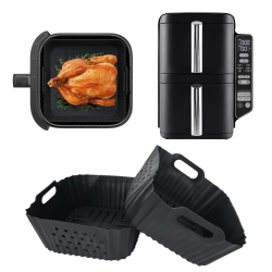 2 Stück Extra Hohe Silikonform Heißluftfritteuse für Ninja Double Stack 2-ebenen Heißluftfritteuse 7,6 l - Sl300eu, Airfryer Zubehör Silikon Einsätze für Ninja Sl300eu Doppelkorb-Heißluftfritteuse Silikonform für Ninja Double Stack 7,6l Angebot bei HelloDeals