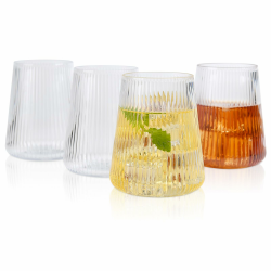 hotder Tritan-Kunststoff weingläser 354 ml, Wassergläser Trinkgläser Saftgläser 4er set, spülmaschinenfest, Perfekt für zu Hause, Camping, Party, BPA-frei Vertikale Gestaltung WG220 (354 ml) Angebot bei HelloDeals