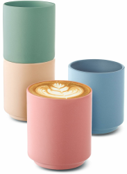 Cosumy Cappuccino Tassen Groß 4er Set - Pastellfarben aus Keramik - Minimalistisch & Stapelbares Design - Hitzebeständig - Langlebige Keramik - Spülmaschinenfest - 200 ml Cappuccinotassen - 4er Set Angebot bei HelloDeals