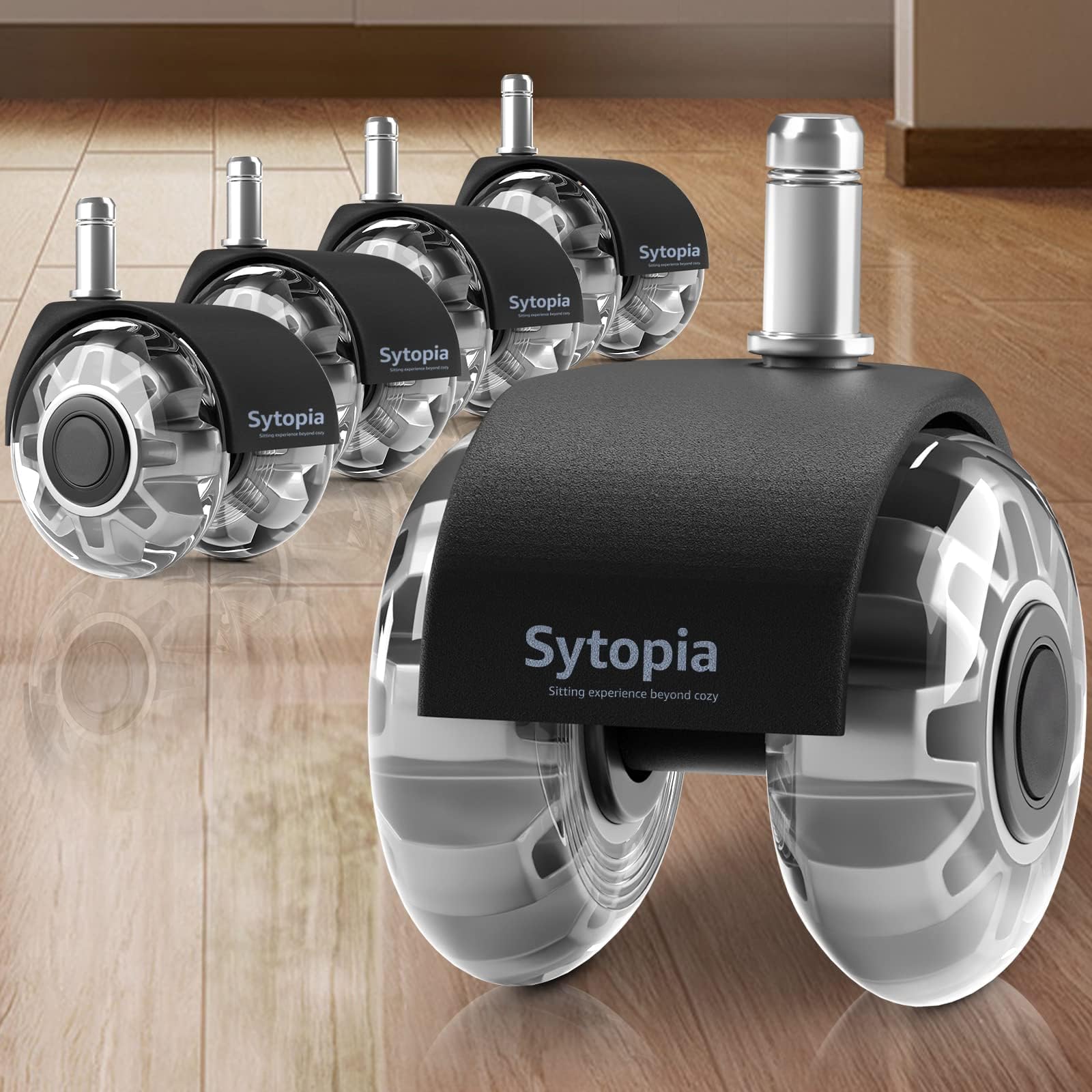 Sytopia Bürostuhl Rollen 11mm x 22 mm, 5er Set Rollen für Bürostühle, Super Leise und Weiche für Hartböden, Parkett, Teppich, Laminat, Keine Bodenschutzmatte Nötig (Grau, Nicht für 1KEA 10mm Stift) 11 x 22 mm Grau Angebot bei HelloDeals