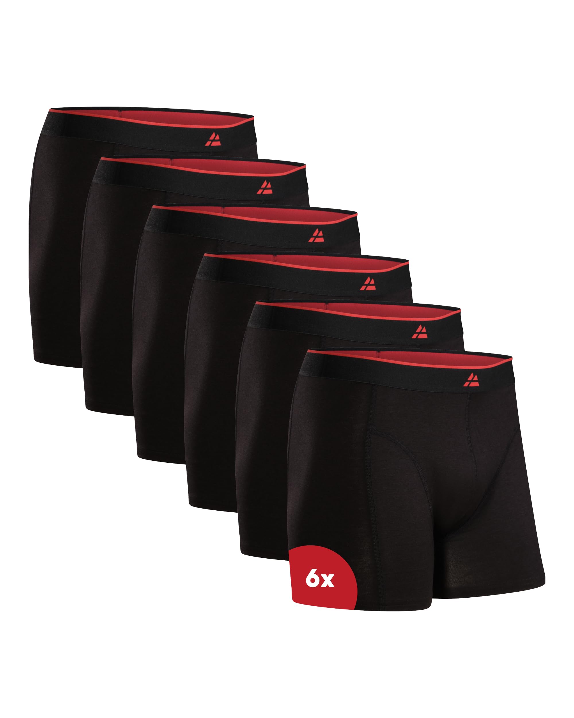 DANISH ENDURANCE Bambus Boxershorts Herren, Superweiche Unterhosen Männer, Bequem, Atmungsaktiv & Etikettfrei, Mit oder ohne Eingriff, 6er oder 10er Pack 3XL Schwarz/Rot 6er Pack Angebot bei HelloDeals