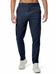 JMIERR Baumwolle Chino Hosen Herren Stretch Cargohose Hose Männer Business Freizeit Hosen Elastische Taille mit Taschen Marineblau 3XL Angebot bei HelloDeals