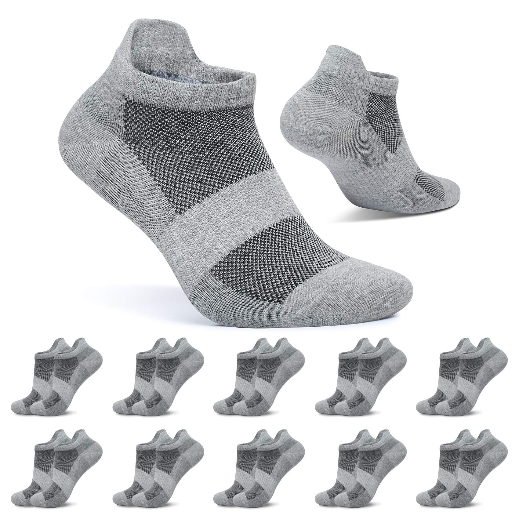 FALARY 10 Paar Sneaker Socken Herren Damen Kurze Socken Baumwolle Sportsocken Atmungsaktive Laufsocken 10x Grau 39-42 Angebot bei HelloDeals