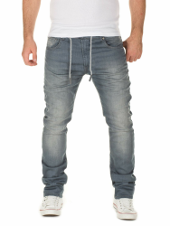 WOTEGA Noah - Herren Jeans - Sweathose in Jeansoptik - Männer Jogging Jeans Slim 32W / 32L Grau (Turbulence Grey 3r4215) Angebot bei HelloDeals