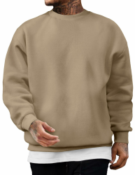 JMIERR Sweatshirt Herren Baumwolle Rundhals Hoodie Pullovers Winter Männer Soft Langarm Sweatshirts Loose Fit A Beige XL Angebot bei HelloDeals