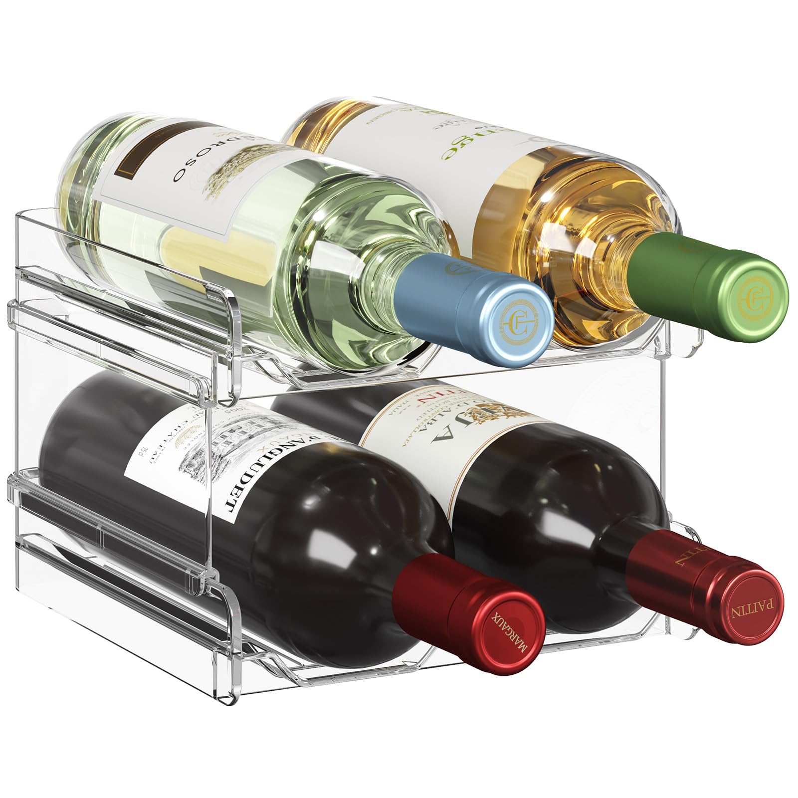 Lifewit Stapelbares Weinregal aus Kunststoff für Kühlschrank, Schrank, Arbeitsplatte, Weinflaschenhalter, Wasserflaschen-Aufbewahrungsorganisator, für 4 Flaschen 4 Flaschen Transparent Angebot bei HelloDeals