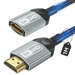 HDMI Verlängerungskabel 1M, 8K HDMI Verlängerung Kabel Stecker auf Buchse Ultra Highspeed Ethernet UHD HDR ARC 3D Kompatibel mit TV Stick Roku Blu-Ray Xbox PS5 PS4 HDTV Laptop Angebot bei HelloDeals