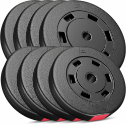 Hop-Sport 60kg Hantelscheiben Set - Kunststoff Gewichte 30/31 mm Bohrung - 4x10; 4x5 kg Angebot bei HelloDeals