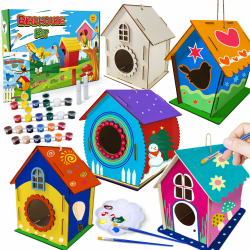 Heyzeibo Vogelhaus Bausatz für Kinder - DIY Set 5 Stück Bastelset für Kinder zu Bauen und Malen, Vogelkasten Basteln Ostern Geschenke für Mädchen Jungen Kleinkinder Angebot bei HelloDeals