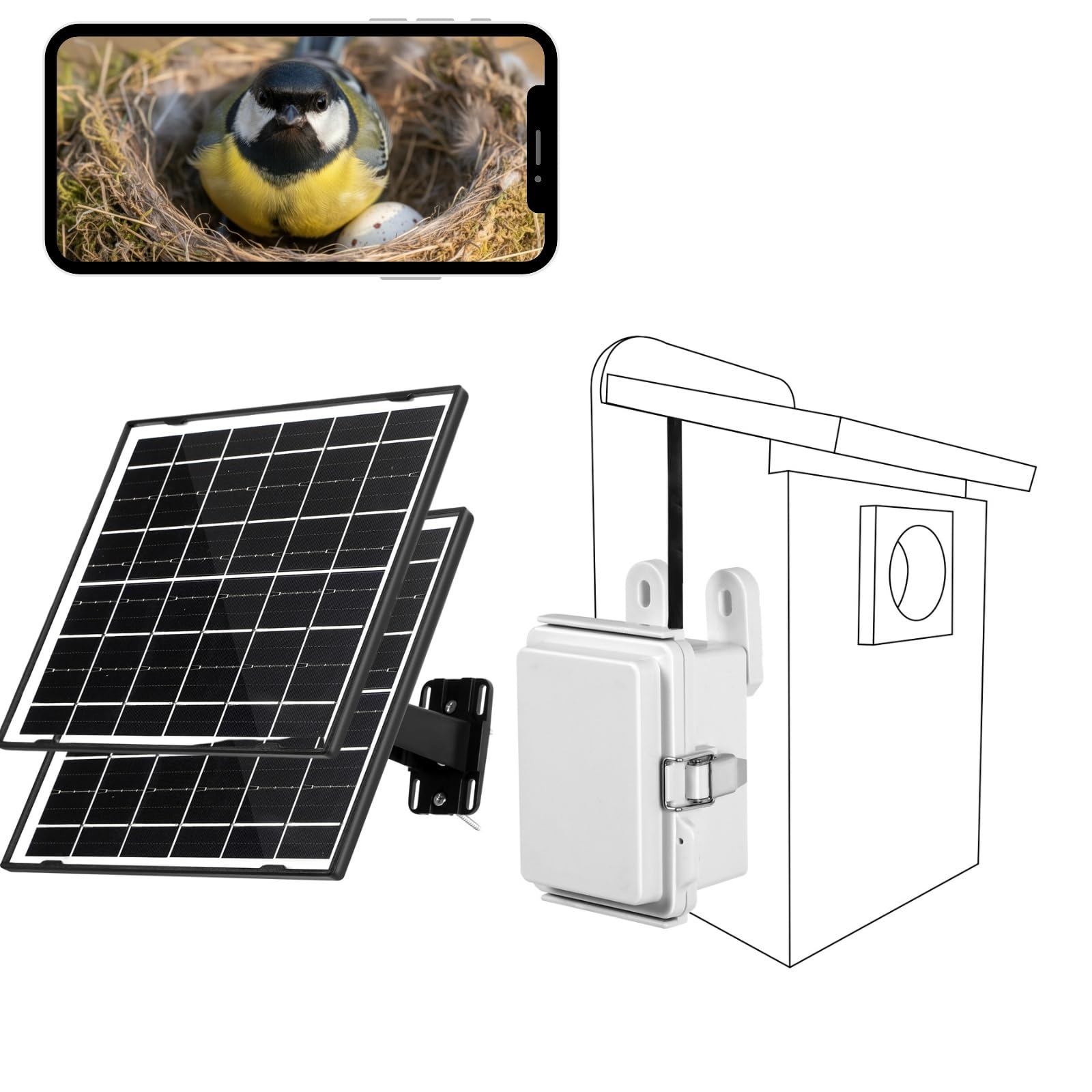 WIWACAM nistkastenkamera WLAN Kamera, 16Watt Solar, 10000mAh Akku fur Nistkästen, Vogelhaus, birdbox, Birdhouse Angebot bei HelloDeals
