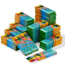 THE TWIDDLERS 50 Boxen Wachsmalstiften (200 Stück), 4 Farben - Gastgeschenke, Mitbringsel, Mitgebsel für Kindergeburtstag, Kindergarten, Grundschule Angebot bei HelloDeals
