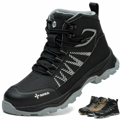 ISOOUS Arbeitsschuhe Herren Hoch Sicherheitsstiefel Damen Sicherheitsschuhe Leicht mit Stahlkappe Stahlkappenschuhe Rutschfest 43 EU Schwarz Angebot bei HelloDeals