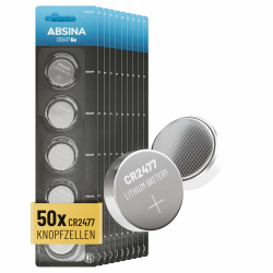 ABSINA 50X CR2477 3V Lithium Knopfzelle - CR 2477 Lithium Knopfzelle 3V auslaufsicher & Lange Haltbarkeit - CR 2477 Batterien 50er Pack Angebot bei HelloDeals